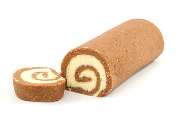 tasty chocolate roll cace isolated