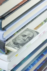 US hundred dollars bill used as bookmark