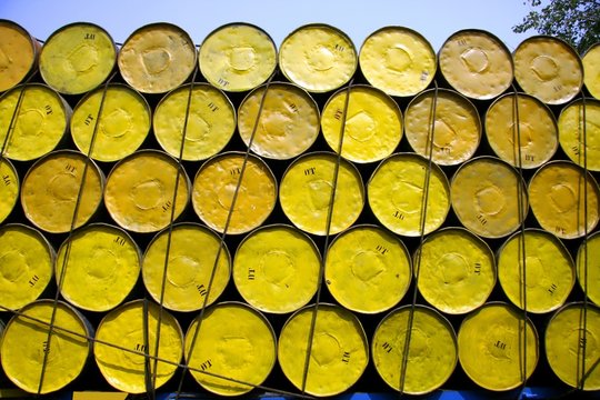 oil barrels stacked up for cargo