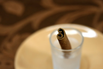 Close up of a cinnamon stick with shallow depth of field