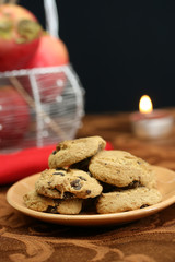A plate of chocolate chip cookies for dessert