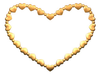 The heart made of small gold hearts and beads