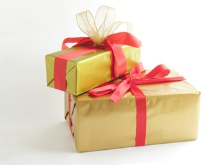 Christmas gifts in silvery paper