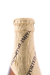 Bottle of beer on the white