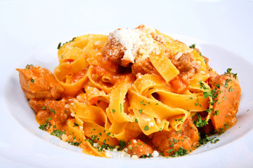 Italian pasta plate (Tagliatelle with rabbit ragout)