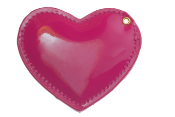 Heart shaped key chain isolated on white background