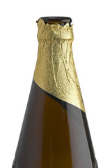 Top of opened beer bottle isolated on a white background
