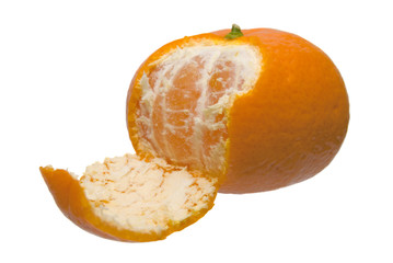 Satsuma partly peeled showing inner detail and texture