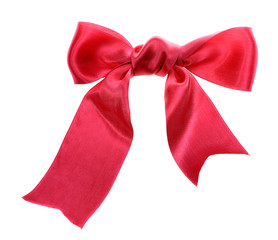 red satin bow isolated on white