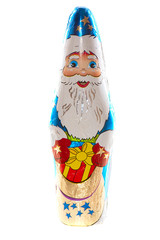 chocolate figurine  of santa claus isolated on white
