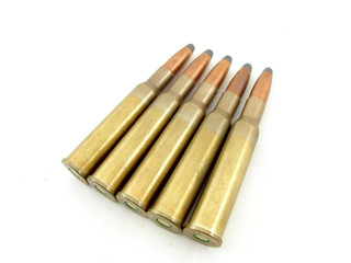 Five isolated gun bullets