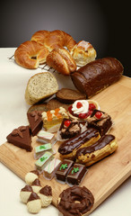 Sweets and breads from bakery