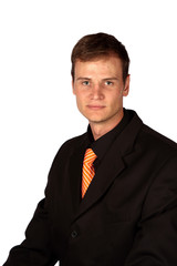 Young business manager isolated on white background