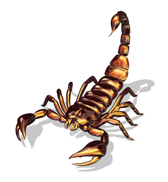 3D render of a scorpion with a glossy texture.