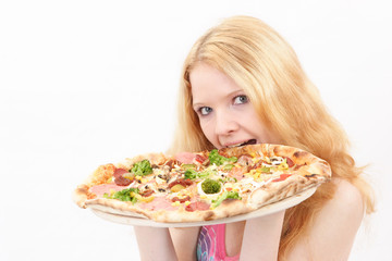 Blondie with pizza