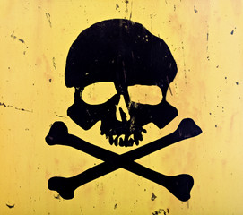 skull and crossbones from an aged sign
