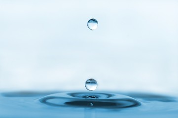 isolated water droplets, one on top and one on the surface