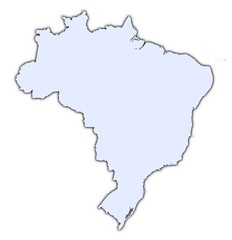 Brazil light blue map with shadow