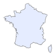 France light blue map with shadow