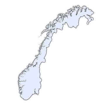 Norway light blue map with shadow