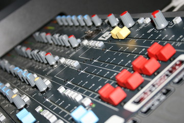 Broadcast radio sound audio mixer board