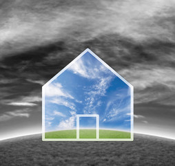 Concept for real estate business and family home safety.