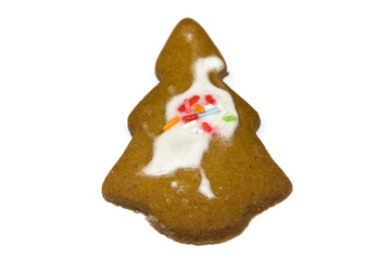 Gingerbread Tree Cookie isolated on white