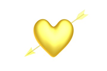 Golden heart with one arrow