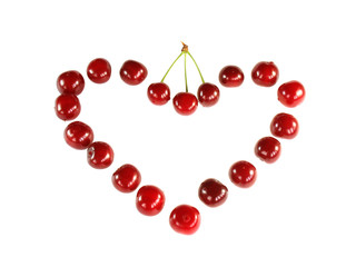 Valentine from ripe cherries. Love.