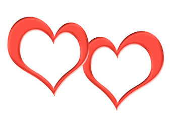 Two frames of red color, in the form hearts