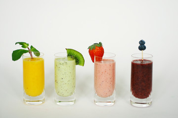 Row of colorful smoothies