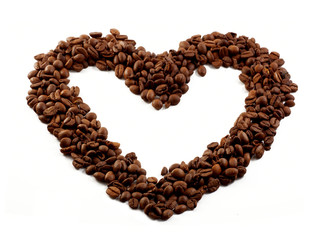 heart of coffee beans.