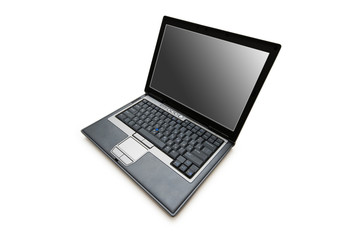 Silver laptop isolated on the white background