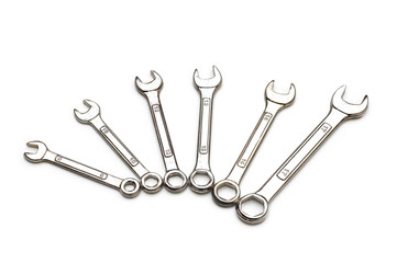 Naklejka premium Various spanners isolated on the white background