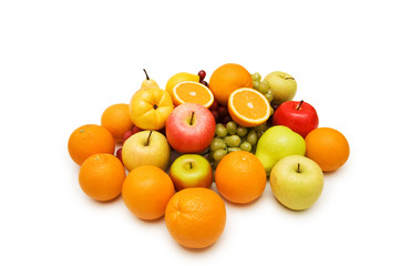 Various fruits isolated on the white background