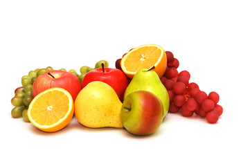 Various fruits isolated on the white background