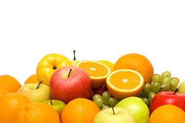 Various fruits isolated on the white background