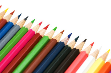 Various pencils isolated on the white background