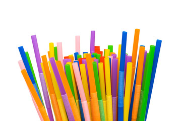 Lots of drinking straws isolated on white