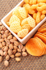 bowl of chips and pistachio - perfect snack for party