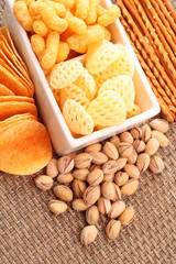 bowl of chips and pistachio - perfect snack for party