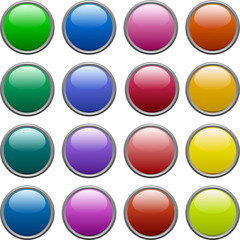 A lot of metallic buttons. Vector illustration.