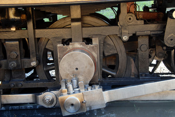 lower part of a runing steam locomotive