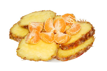 Mandarin, pineapple isolated on a white background..