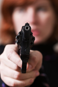 self-defense, woman with gun, at gun point