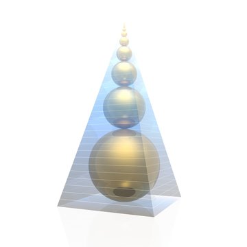 pyramid and golden ratio spheres (magic pyramid by A.Golod)
