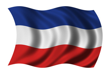 Naklejka premium Flag of Serbia and Montenegro waving in the wind