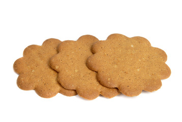 three cookies and one broken cookie over white