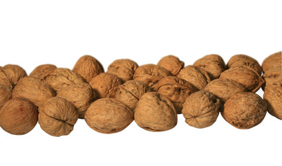 Some Walnuts isolated on a white background