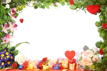 Floral frame on a white background.